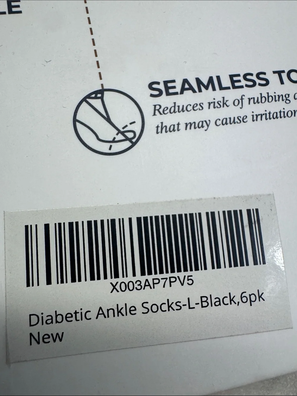 Pembrook 6 pairs Diabetic ankle socks low cut size large black